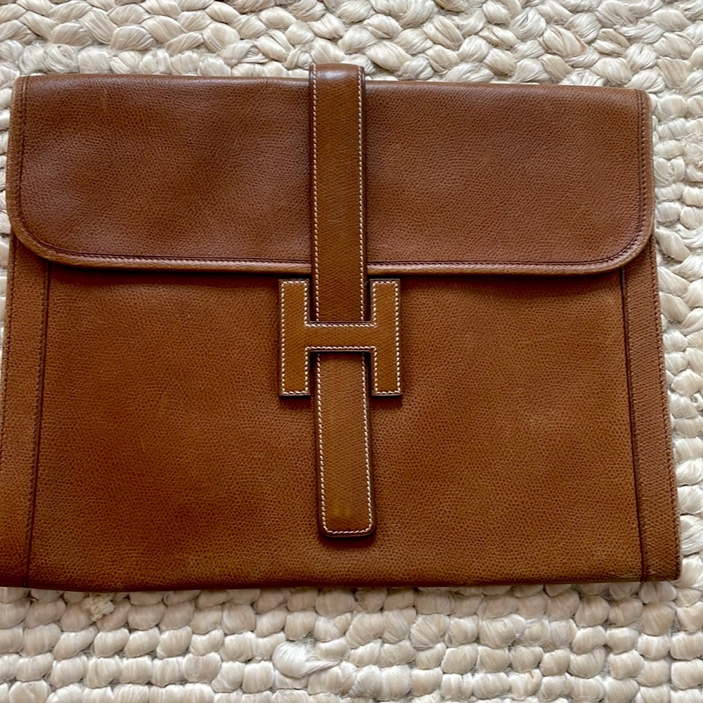 Authentic vintage Hermes box jige handbag from the 1976 Collection